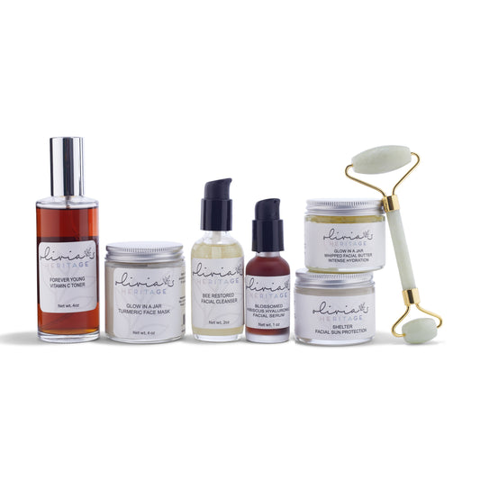 Hyperpigmentation Kit, a targeted skincare set designed to brighten and even skin tone, reducing dark spots and discoloration, available at OliviasHeritage.com