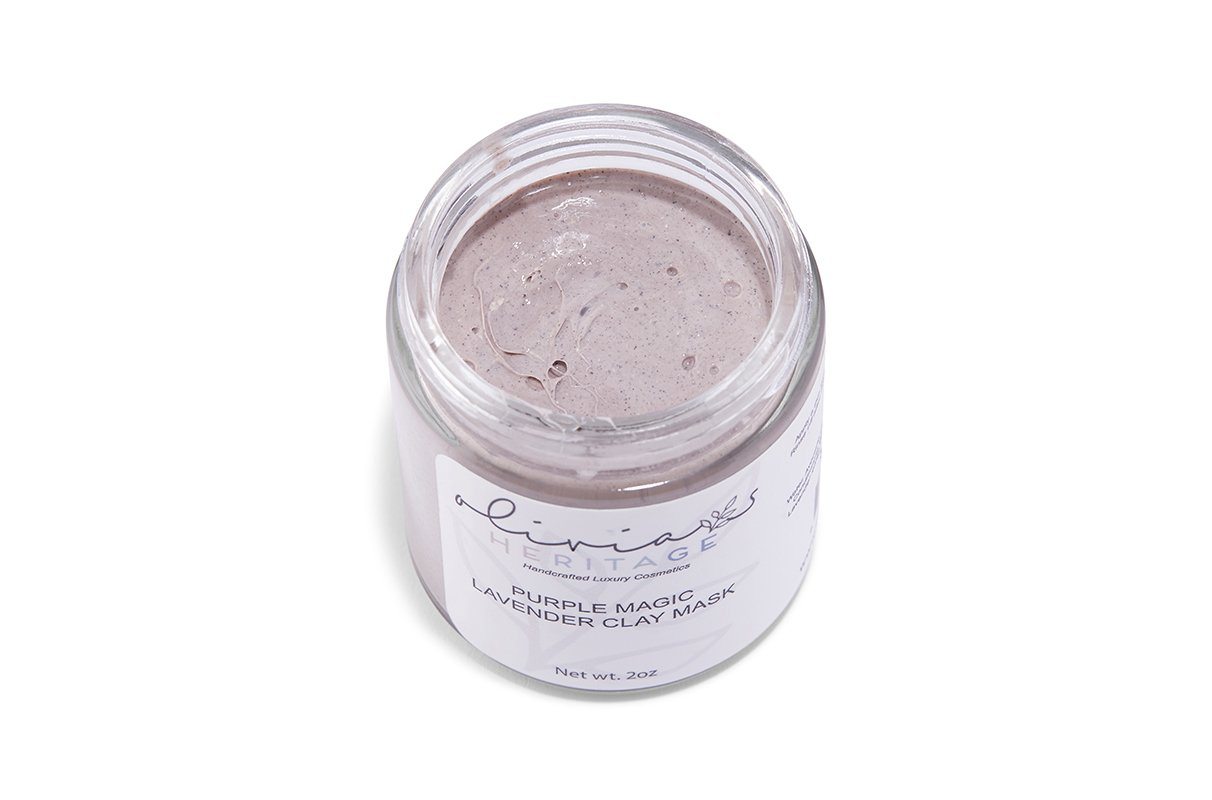 Lavender Clay Mask for Dry and Sensitive Skin, a gentle skincare treatment that hydrates and soothes while purifying, available at OliviasHeritage.com