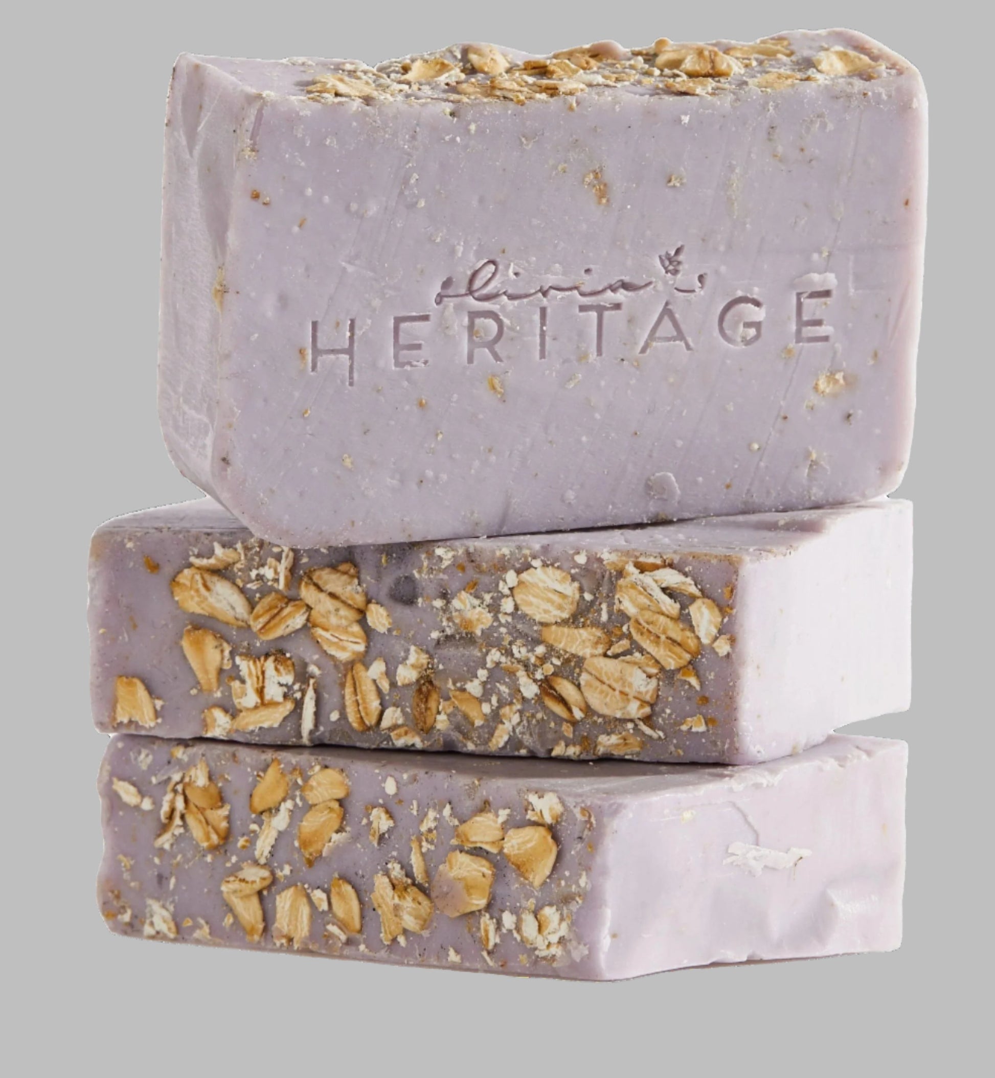 Handcrafted Lavender Oats Healing Soap with a soothing texture, featuring lavender and oat ingredients, from OliviasHeritage.com