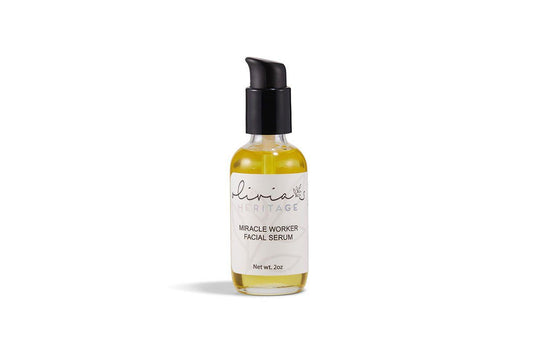 Miracle Worker, a rejuvenating face care treatment designed to brighten, hydrate, and restore radiance, available at OliviasHeritage.com