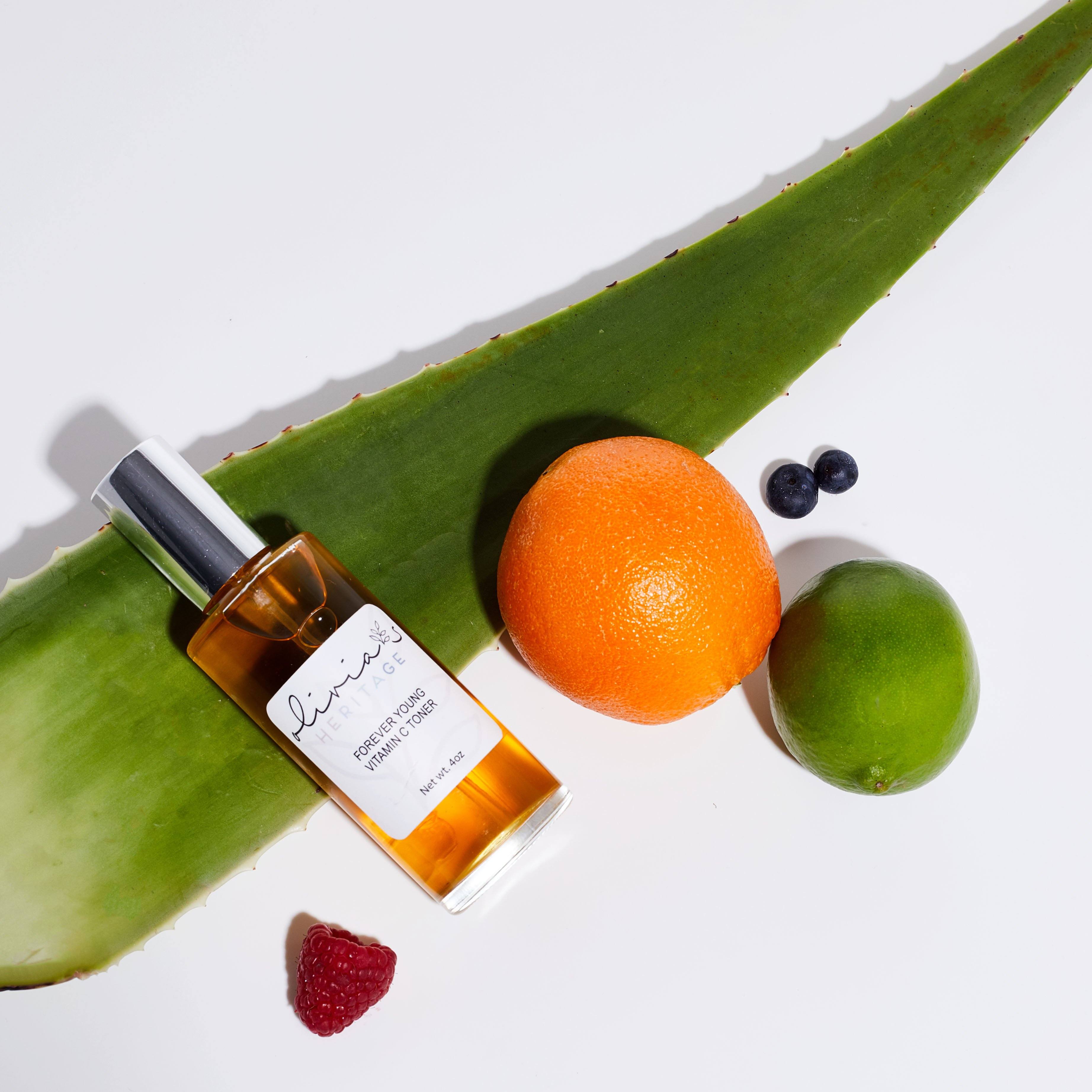 Vitamin C Toner, a brightening skincare treatment that refreshes and rejuvenates the skin, available at OliviasHeritage.com